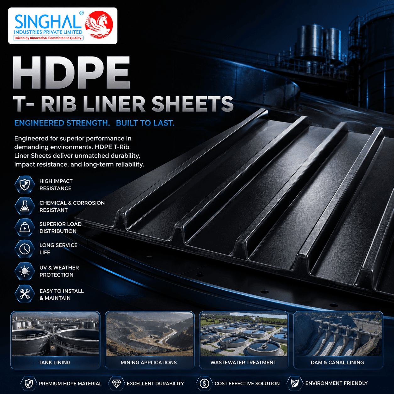 HDPE T Rib Liner Sheets