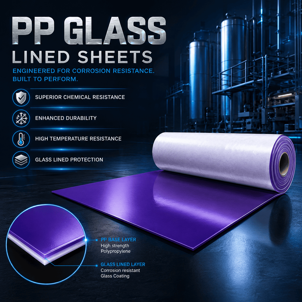 PP Glass Lined Sheets
