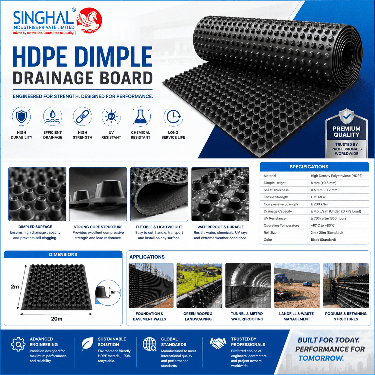 HDPE Dimple Drainage Board