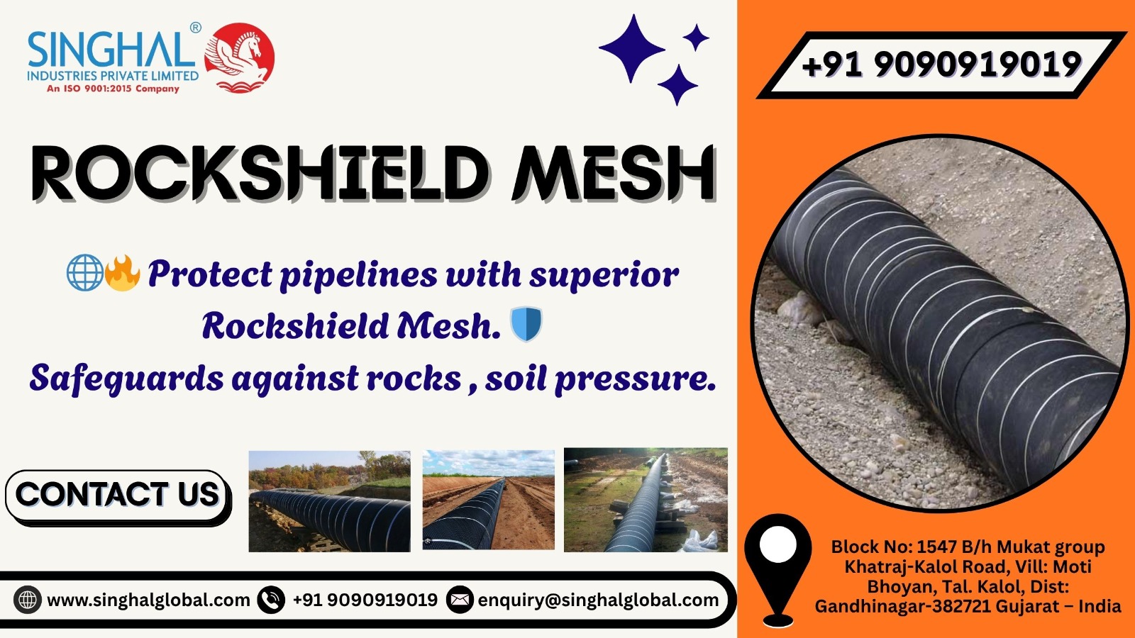 Rock shield for pipeline